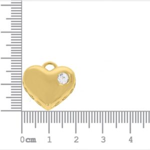Alternative view of Pingente Coração Ouro com Strass 18mm
