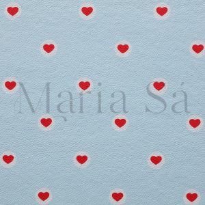 Sintético PVC Coração - Fundo Azul