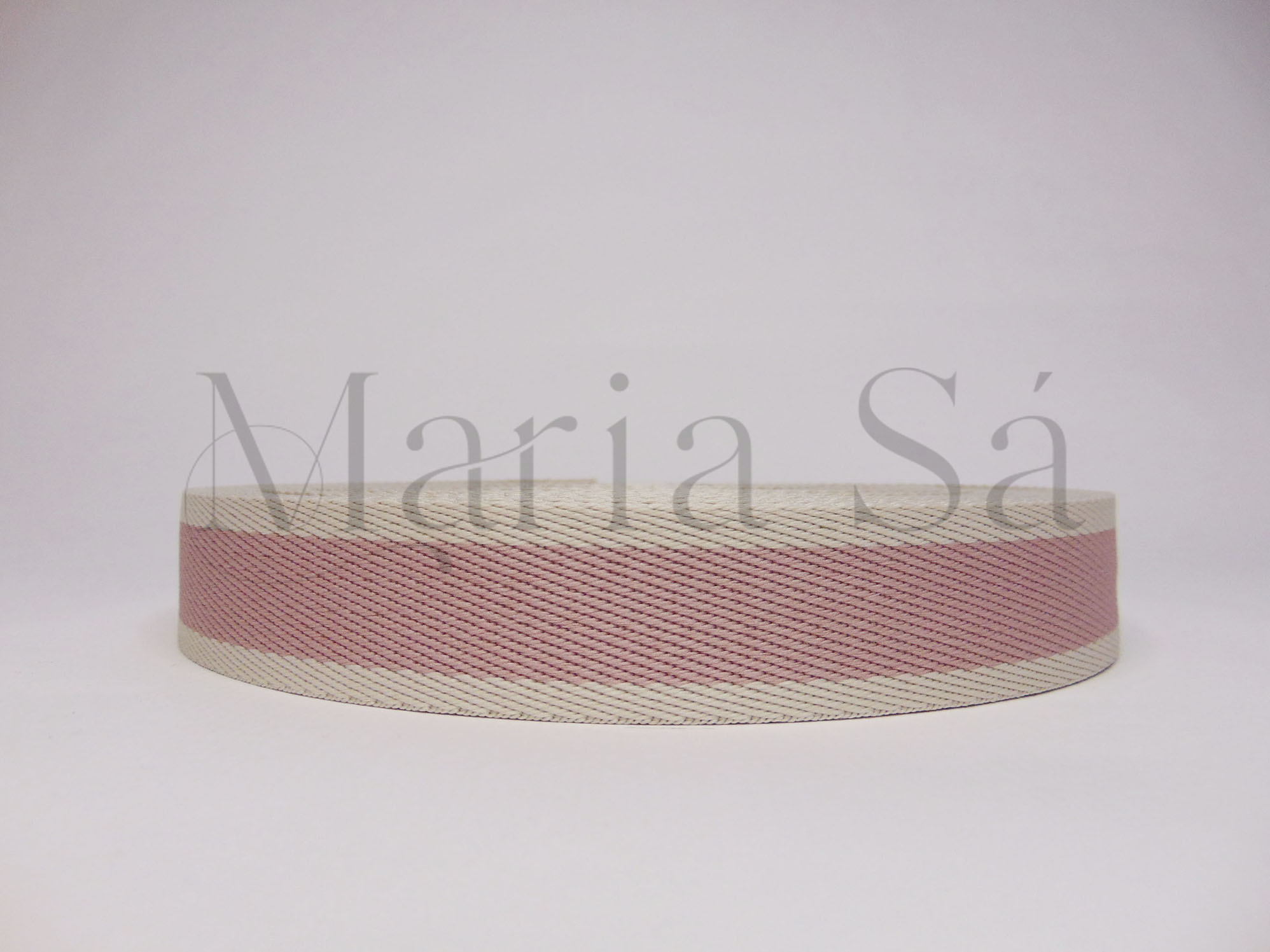 Alça 30 mm Listras Rosé/Palha Dupla