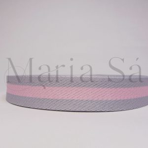 Alça 30 mm Listras Cinza/Rosa Bebé