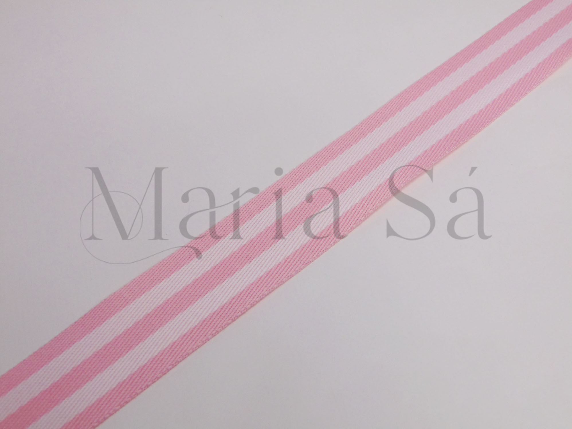 Alça 40 mm Listras Rosa Bebé/Branco - Image 2
