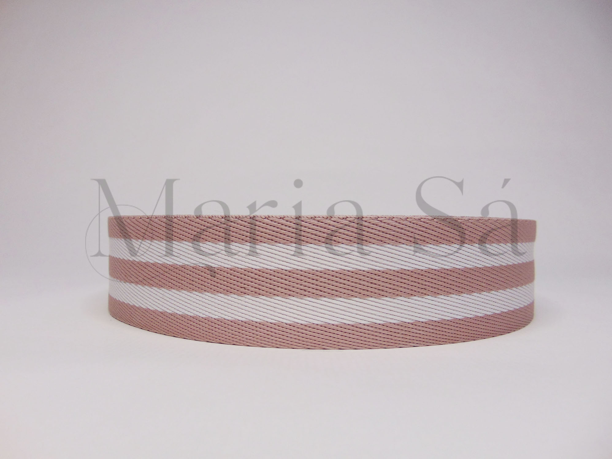 Alça 40 mm Listras Rosé/Branco