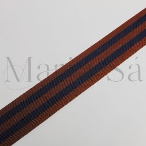 Alternative view of Alça 40 mm Listras Castanho/Azul Marinho